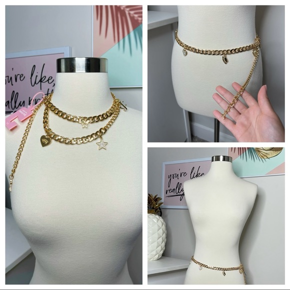 Juicy Couture Accessories - Juicy Couture Gold & Rhinestone Iconic Chain Belt